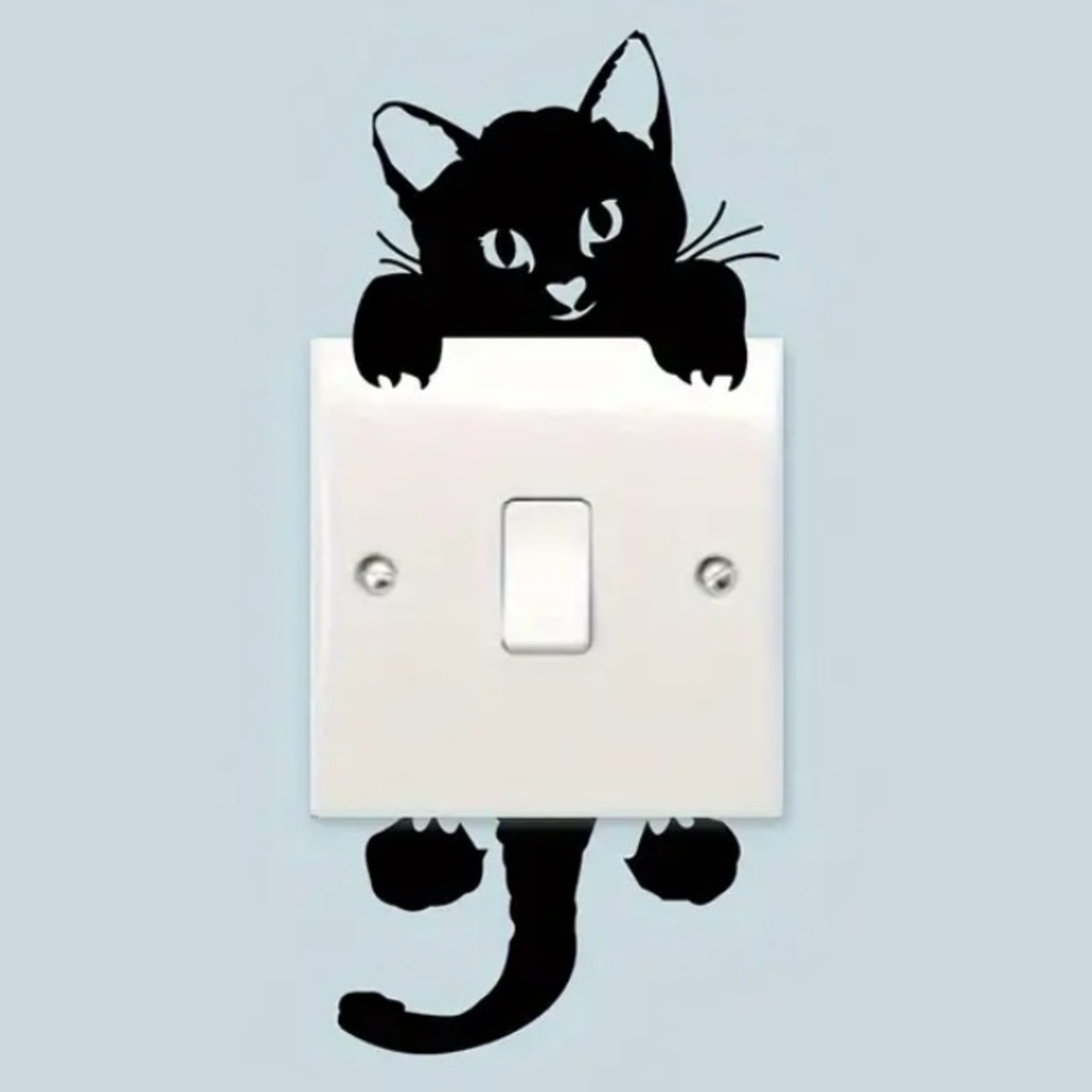 3/$10 Cat Light Switch Sticker - Decorative Wall Decal, Self-Adhesive